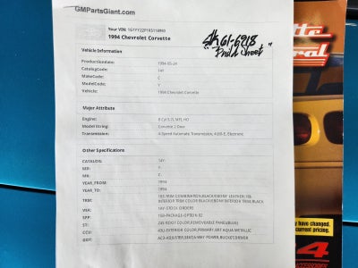 1994 Chevrolet Corvette 2dr Coupe Hatchback