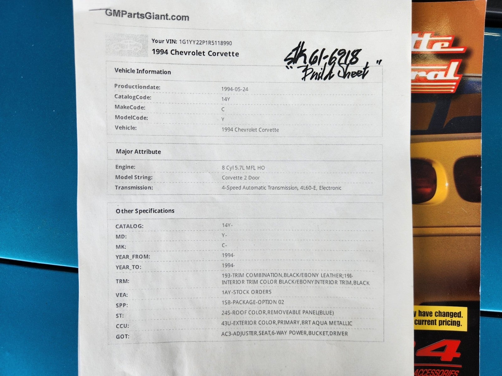 1994 Chevrolet Corvette 2dr Coupe Hatchback