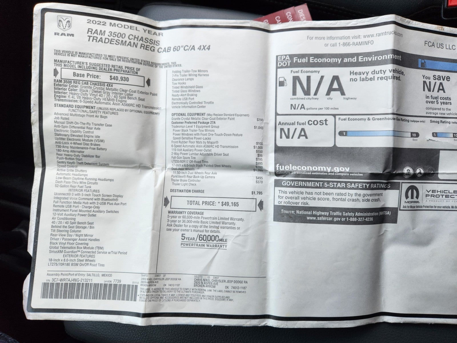 2022 RAM 3500 Tradesman Dump Bed