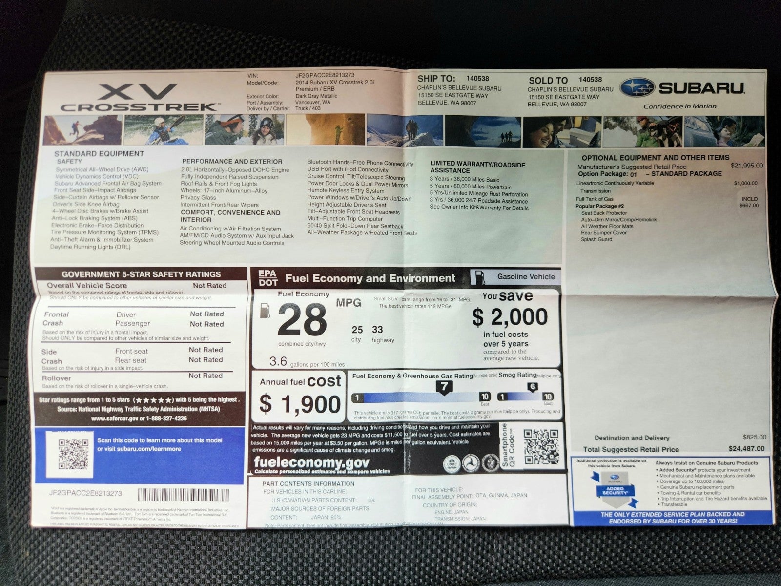 2014 Subaru XV Crosstrek 2.0i Premium